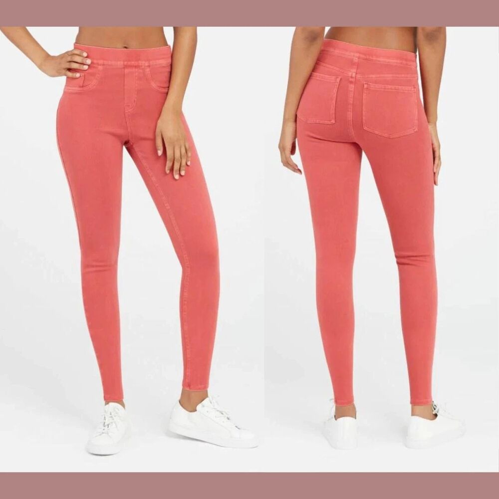 SPANX 20018R Pink Jean-ish Ankle Denim Jeggings Pull On Slimming SIZE MEDIUM